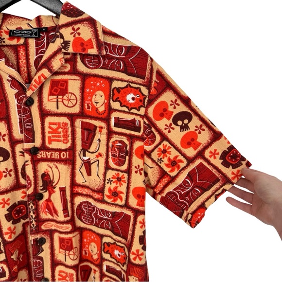 Shag Limited Edition Tiki Oasis 10th Ann. Short Sleeve Hawaiian Shirt Red Medium - Picture 3 of 6